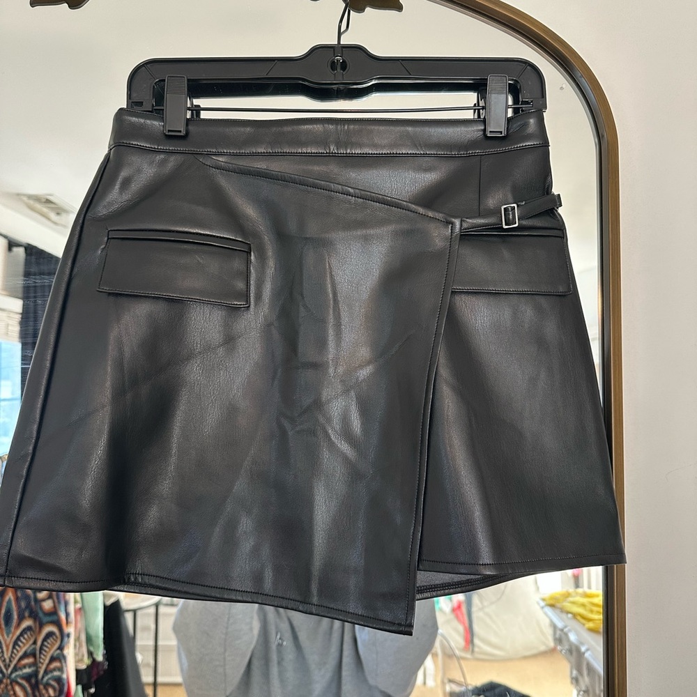 PAIGE Black Faux Leather Mini Skirt